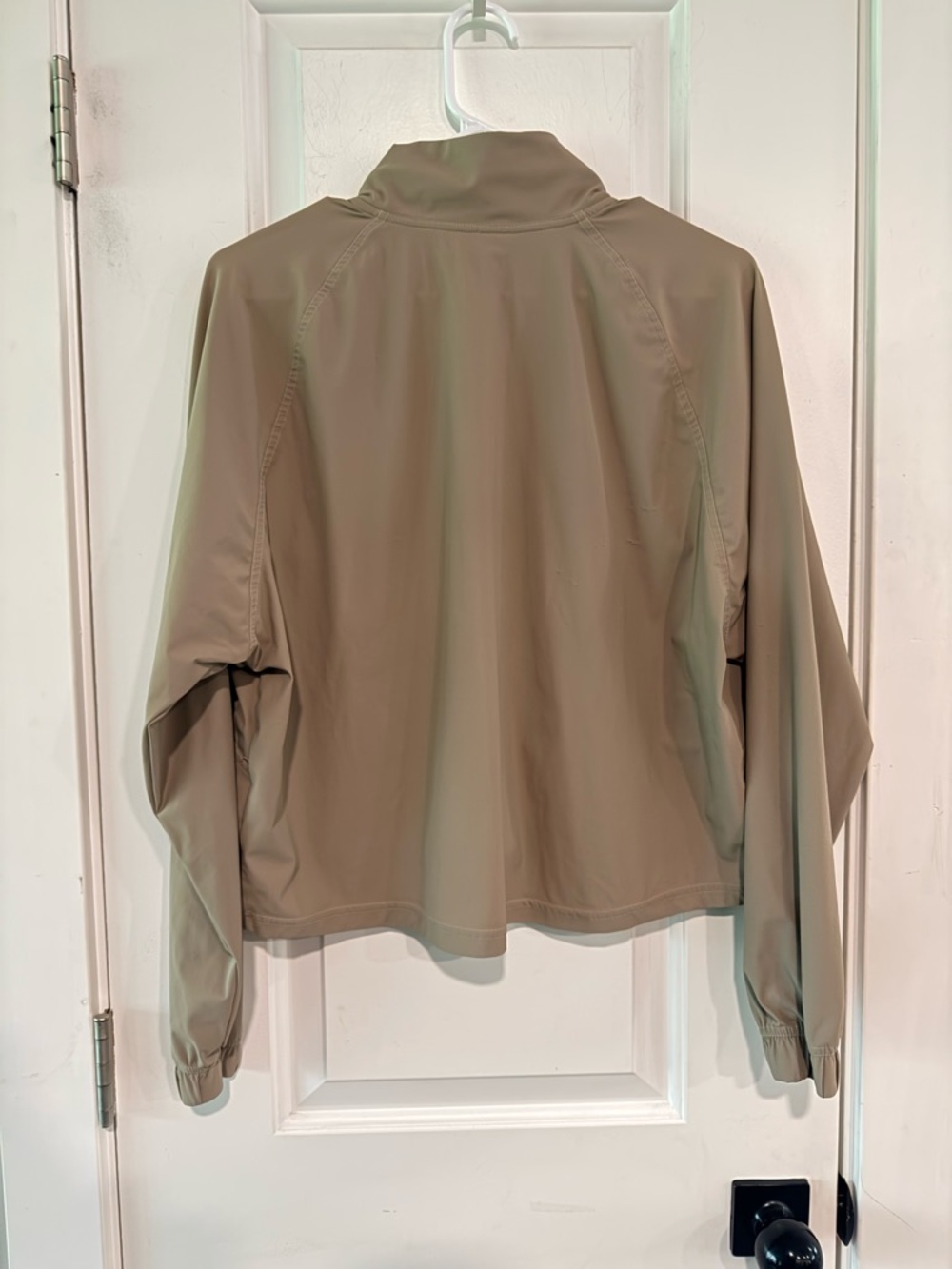 Taupe Cropped Lightweight Zip Front Jacket Women’s Oversized Fit - Picture 3 of 7